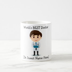 Personalised World's BEST Doctor, Brunette Male Coffee Mug