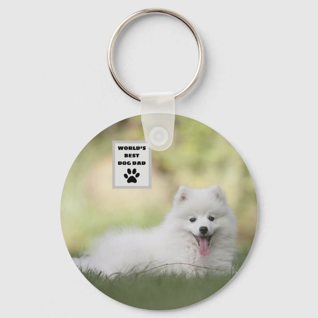 Personalised World's Best Dog Dad Custom Photo Key Ring (Front)