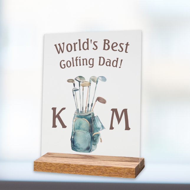 Personalised World's Best Golf Dad Monogram Acrylic Sign (Creator Uploaded)