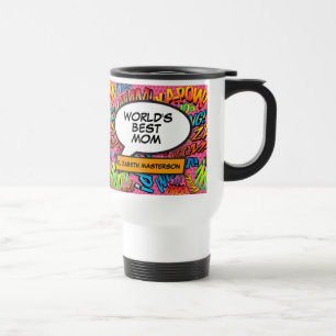 Personalised World's Best Mum Fun Colourful Travel Mug