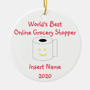 Personalised World's Best Online Grocery Shopper Ceramic Tree Decoration