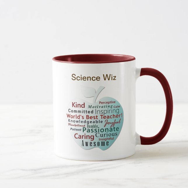 Personalised World's Best Teacher, Apple Qualities Mug (Right)