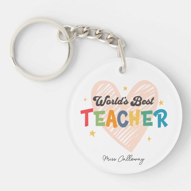 Personalised World's Best Teacher Key Ring (Front)