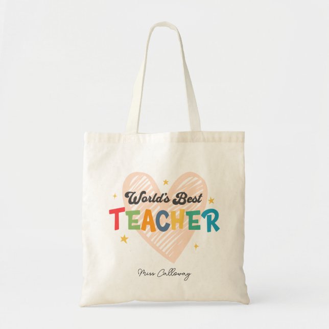 Personalised World's Best Teacher Tote Bag (Front)