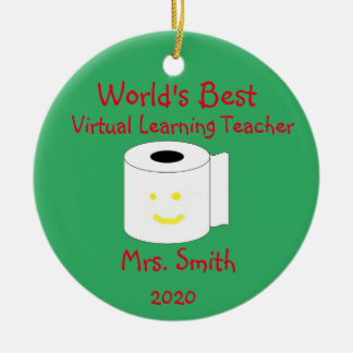 Personalised World's Best Virtual Learning Teacher Ceramic Tree Decoration