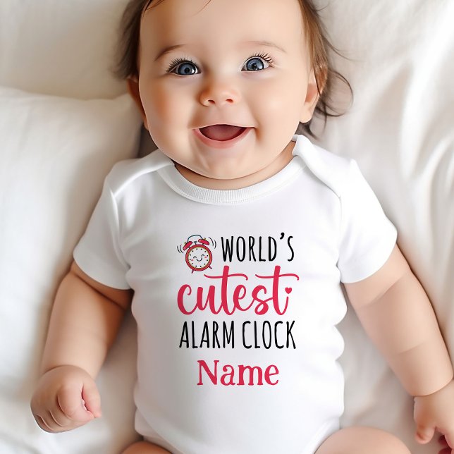 Personalised "World's Cutest Alarm Clock" Baby Bodysuit (Personalized 'World's Cutest Alarm Clock' Baby Bodysuits - Adorable Custom Name Designs!)