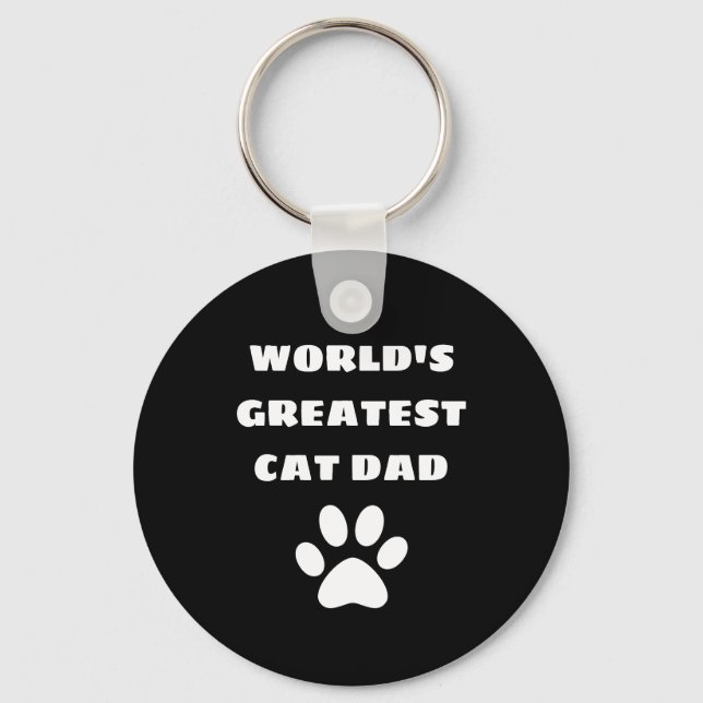 Personalised World's Greatest Cat Dad Custom Text Key Ring (Front)