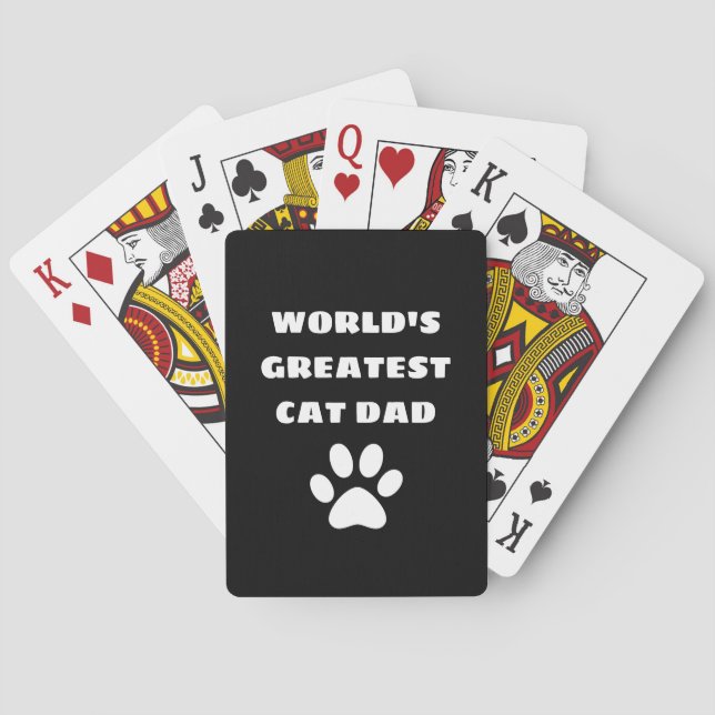 Personalised World's Greatest Cat Dad Custom Text Playing Cards (Back)
