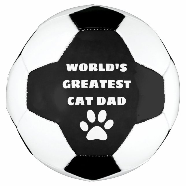 Personalised World's Greatest Cat Dad Custom Text Soccer Ball (Front)