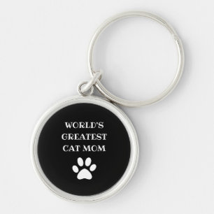 Personalised World's Greatest Cat Mum Custom Text Key Ring