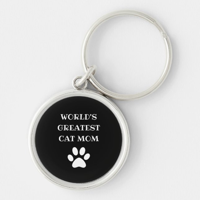 Personalised World's Greatest Cat Mum Custom Text Key Ring (Front)