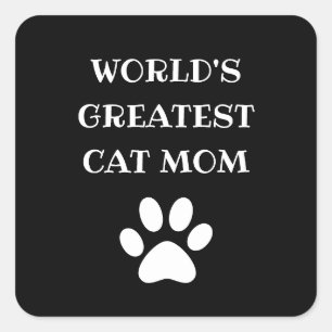 Personalised World's Greatest Cat Mum Custom Text Square Sticker