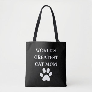 Personalised World's Greatest Cat Mum Custom Text Tote Bag