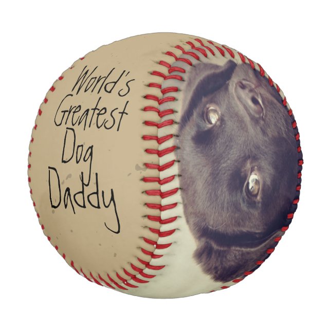 Personalised Worlds Greatest Dog Dad Fathers Day Baseball (Angled)