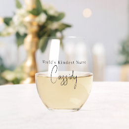 Personalised World's Kindest Nurse Gift Stemless Wine Glass