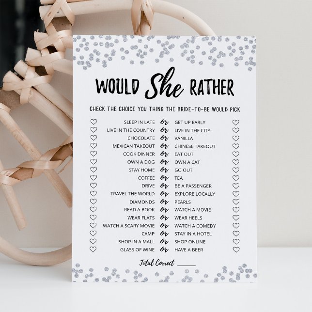 Personalised Would She Rather Bridal Shower Card (Creator Uploaded)