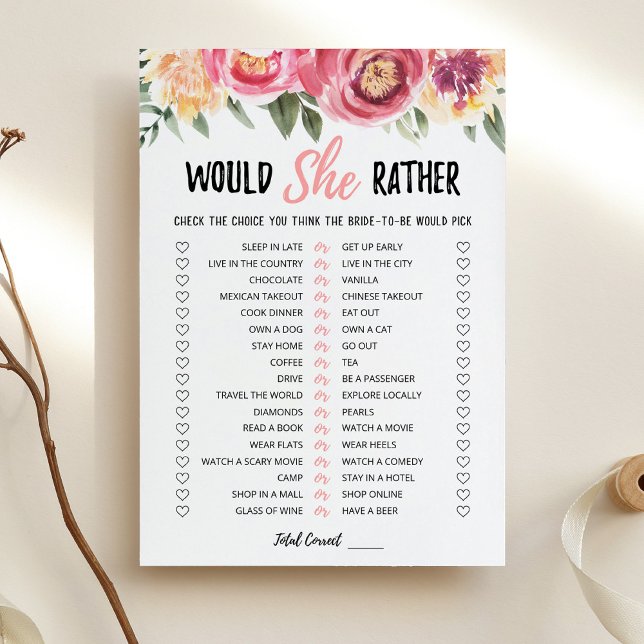 Personalised Would She Rather Bridal Shower Card (Creator Uploaded)