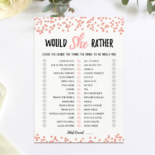 Personalised Would She Rather Bridal Shower Card