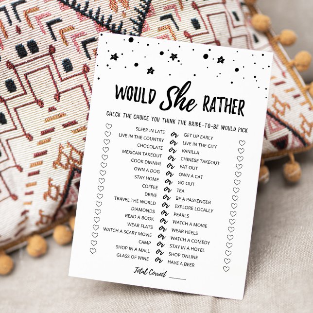 Personalised Would She Rather Bridal Shower Card (Creator Uploaded)