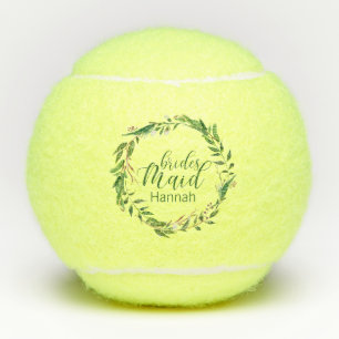 Personalised Wreath Bridesmaid Wedding Party Gift Tennis Balls
