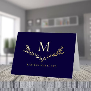 Personalised Wreath Monogram Initial Real Foil Greeting Card