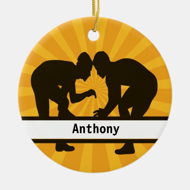 Personalised Wrestlers  Christmas Ornament (Front)
