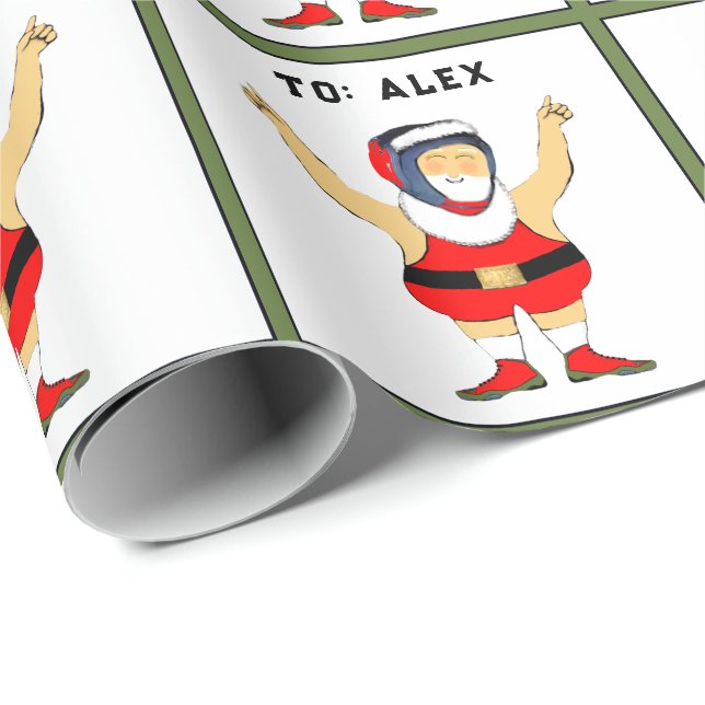Personalised Wrestling Christmas Wrapping Paper (Roll Corner)
