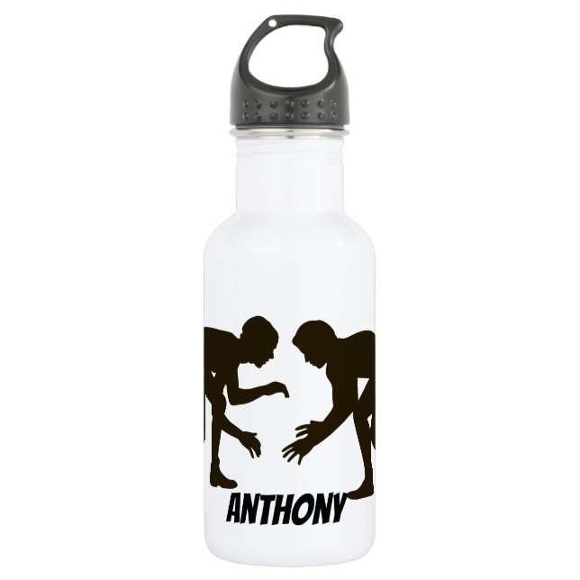 Personalised Wrestling Silhouette Water Bottle (Front)