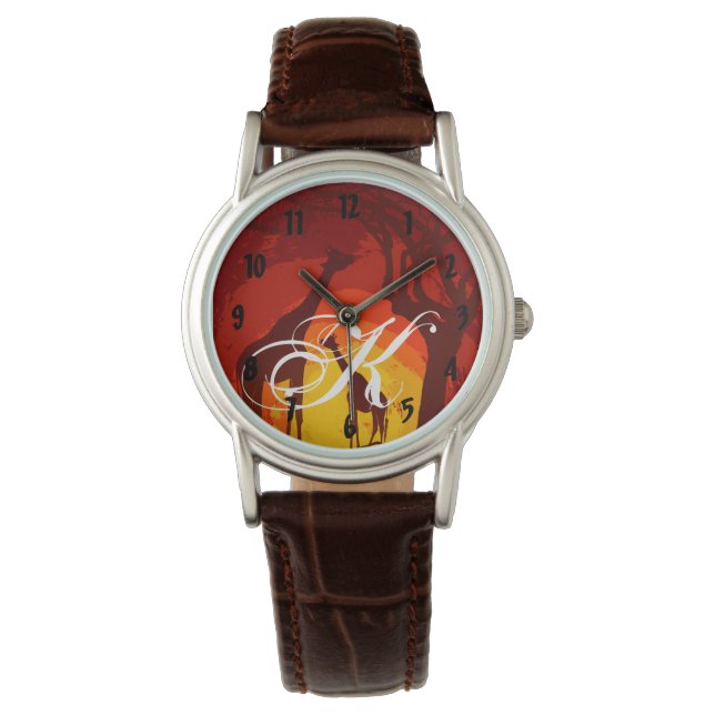 Personalised Wrist Watch African Safari Giraffe Su (Front)