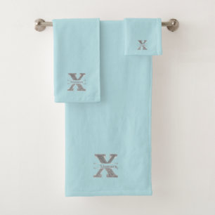 Personalised X Initial Silver Monogram Your Name B Bath Towel Set