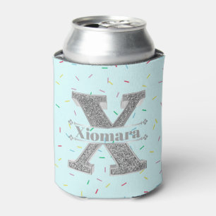 Personalised X Initial Silver Monogram Your Name Can Cooler