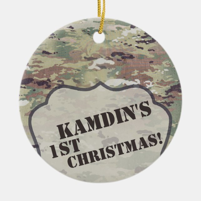 Personalised XMAS Ornament Army OCP Camo Uniform (Front)