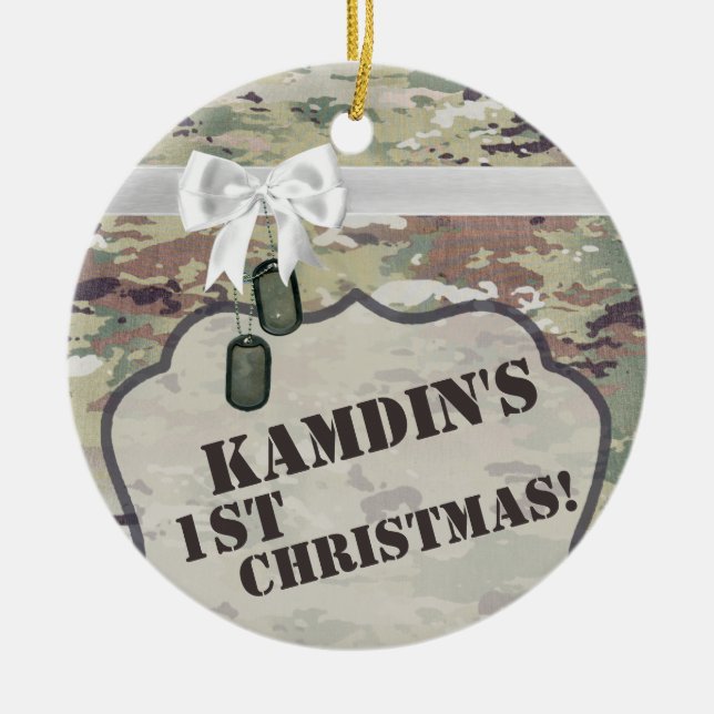 Personalised XMAS Ornament Army OCP Camo Uniform (Front)