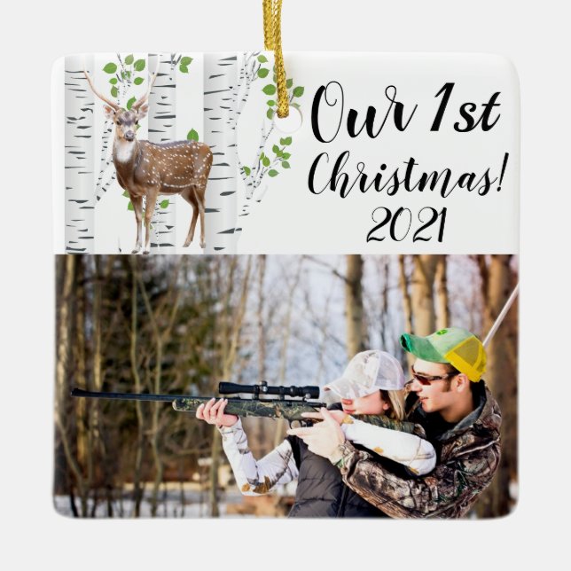 Personalised XMAS Ornament Deer Doe Buck Woodland (Front)
