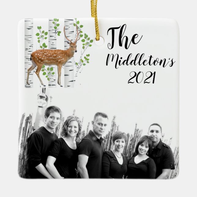 Personalised XMAS Ornament Deer Doe Buck Woodland (Front)