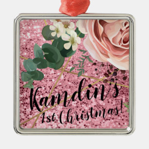 Personalised XMAS Ornament Geometric Garden Rose
