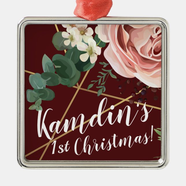 Personalised XMAS Ornament Geometric Garden Wine (Front)
