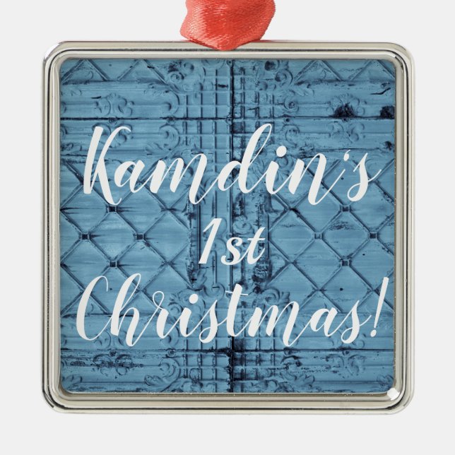 Personalised XMAS Ornament Rustic Tin Panel Ceilin (Front)