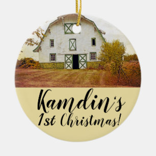 Personalised XMAS Ornament Sunset Barn Country Rus
