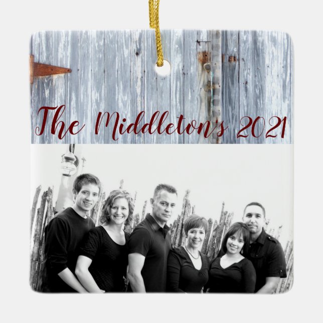 Personalised XMAS Ornament White Wash Wood Barn Do (Front)