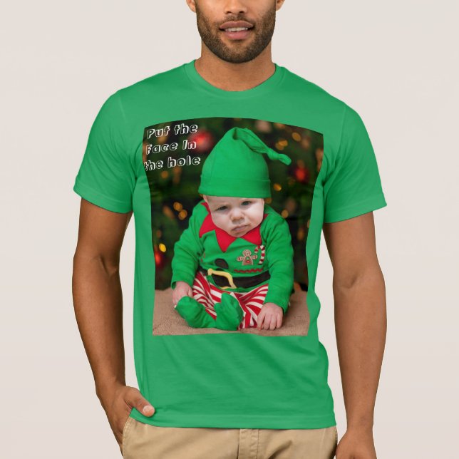 Personalised Xmas photo face cut out T-Shirt (Front)
