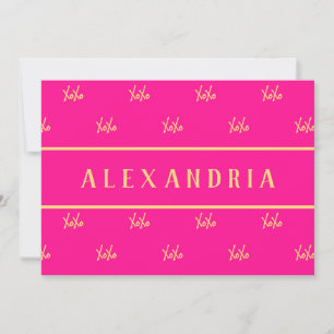Personalised XOXO Hot Pink Valentine’s Day Holiday Card