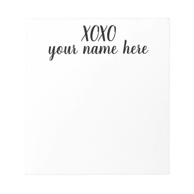 Personalised XOXO Stationery Notepad (Front)