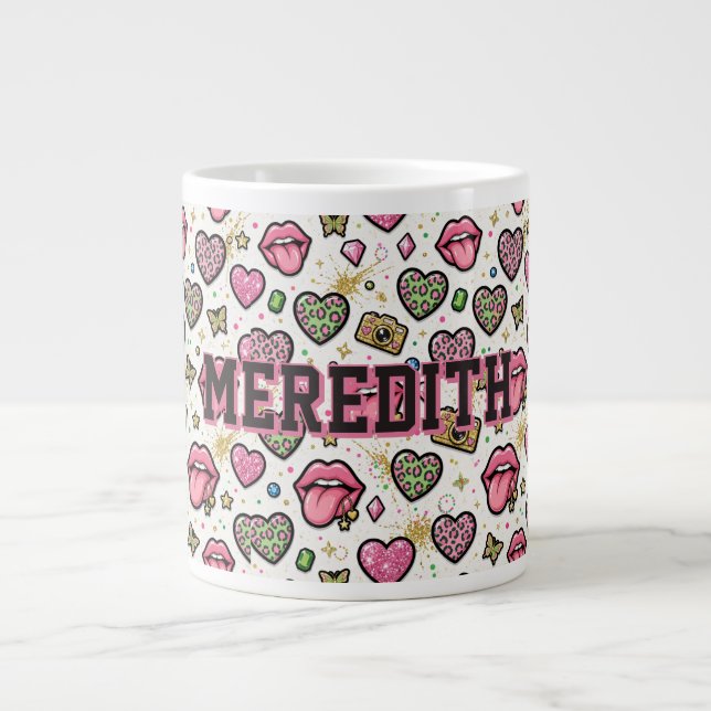 Personalised Y2K Aesthetic Girly Jumbo Mug (Front)