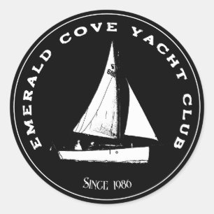 Personalised yacht club. Custom sail sailing boat Classic Round Sticker