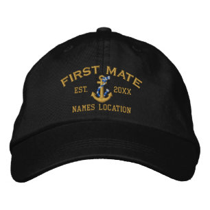 Personalised YEAR and Name First Mate Rope Anchor Embroidered Hat