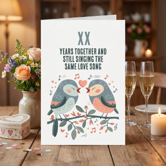 Personalised Year Anniversary Lovebirds Greeting Card