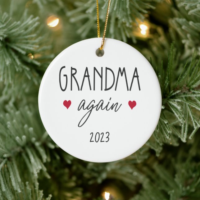 Personalised year Grandma Again Christmas Holiday Ceramic Tree Decoration (Tree)