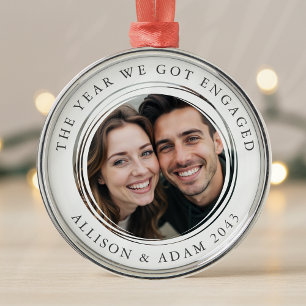 Personalised Year We Got Engaged Photo Metal Tree Decoration