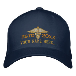 Personalised Year Your Text Medical Caduceus Embroidered Hat